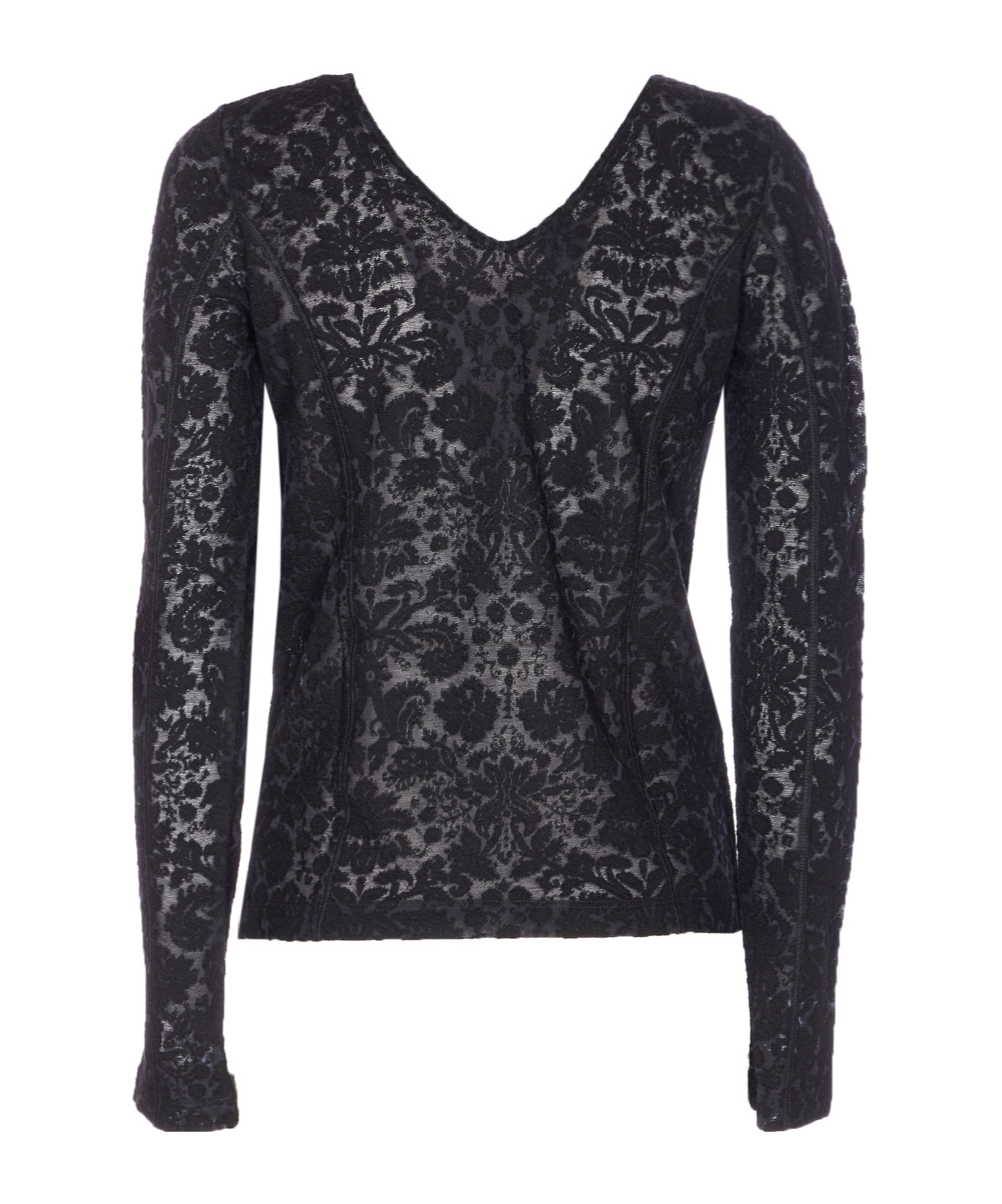 Pinko V-neck Long Sleeve Fitted Knitwear Top In Blue
