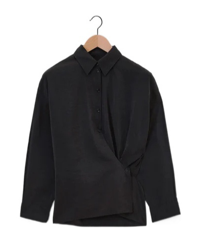 Lemaire Straight Collar Twisted Shirt And Blouse Black In Black