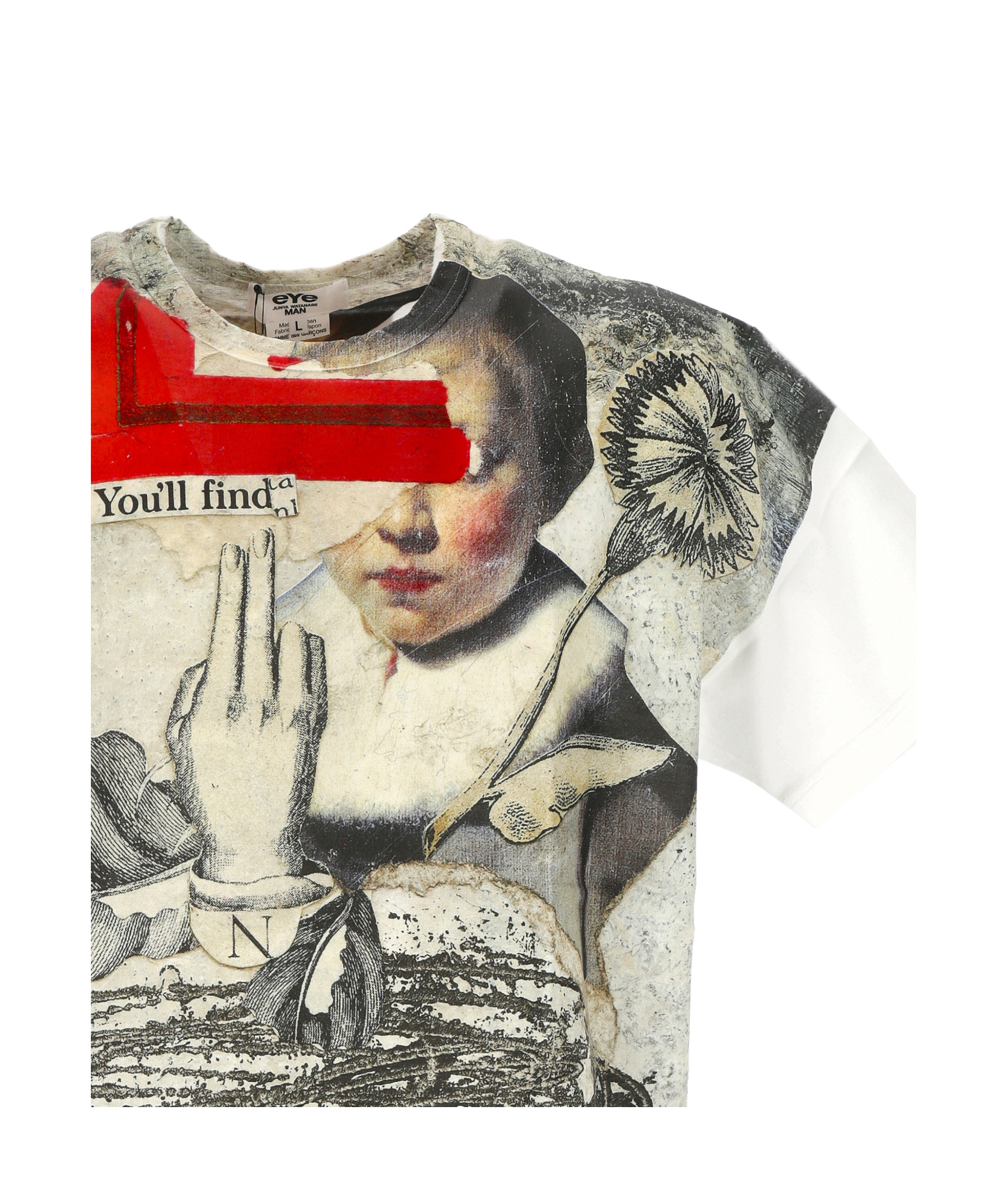 Junya Watanabe Round Collar Printed T-shirt In White