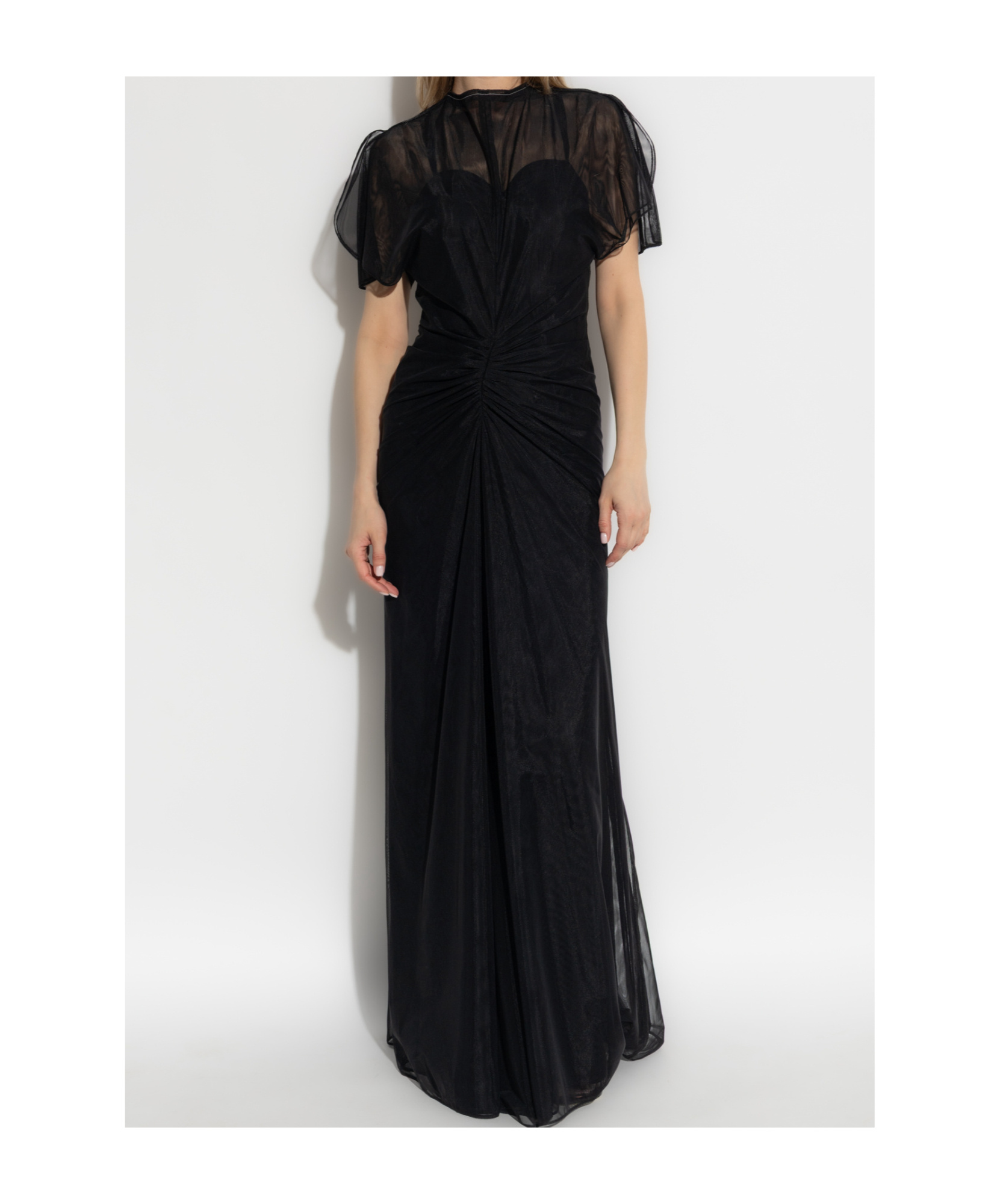 Shop Victoria Beckham Sheer-overlay Dress In Black