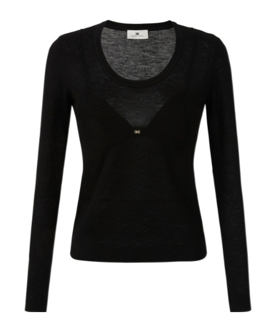 Elisabetta Franchi Wool Blend Jumper In Black
