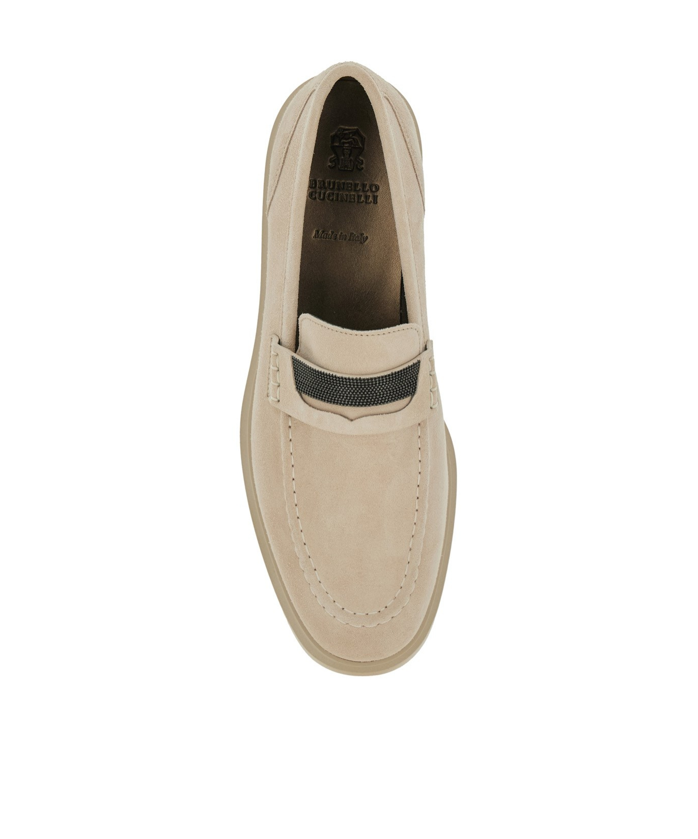 Brunello Cucinelli Embellished Almond Toe Loafers In Nude
