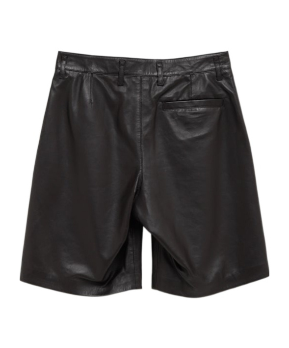 Lemaire Leather Shorts In Black