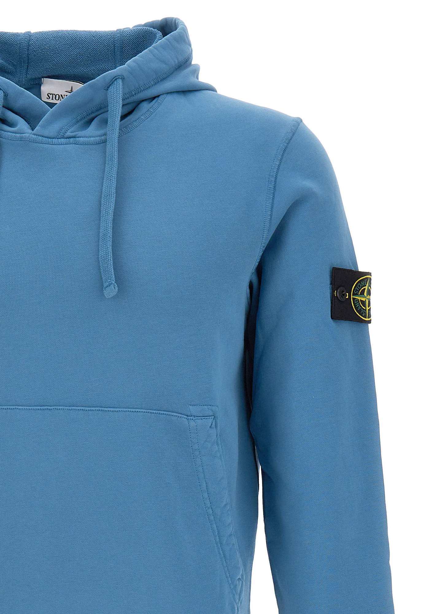 Stone Island Long-sleeved Hooded Sweatshirt In Blue