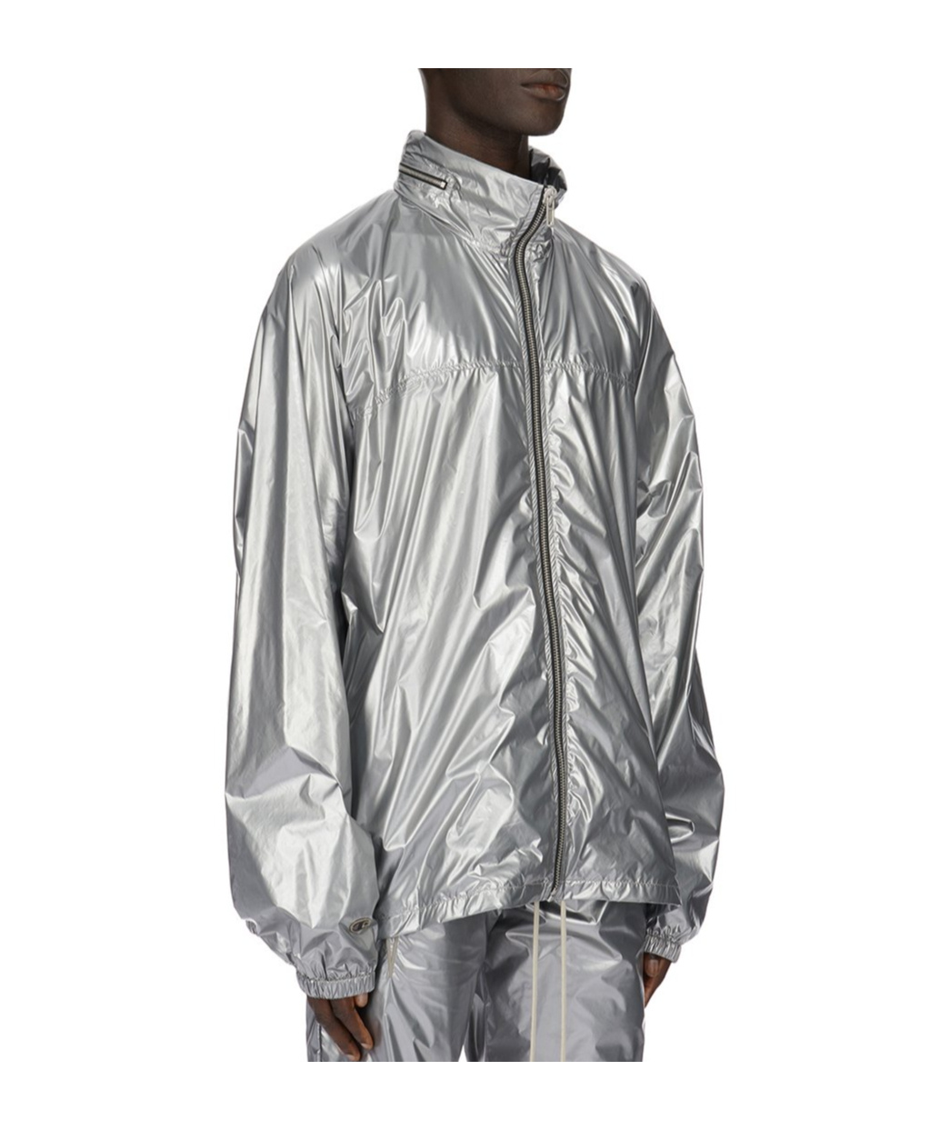 Rick Owens Metallic-sheen Windbreaker Jacket In Gray