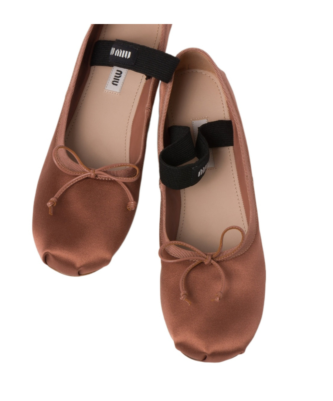 Miu Miu Satin Ballerinas In Brown