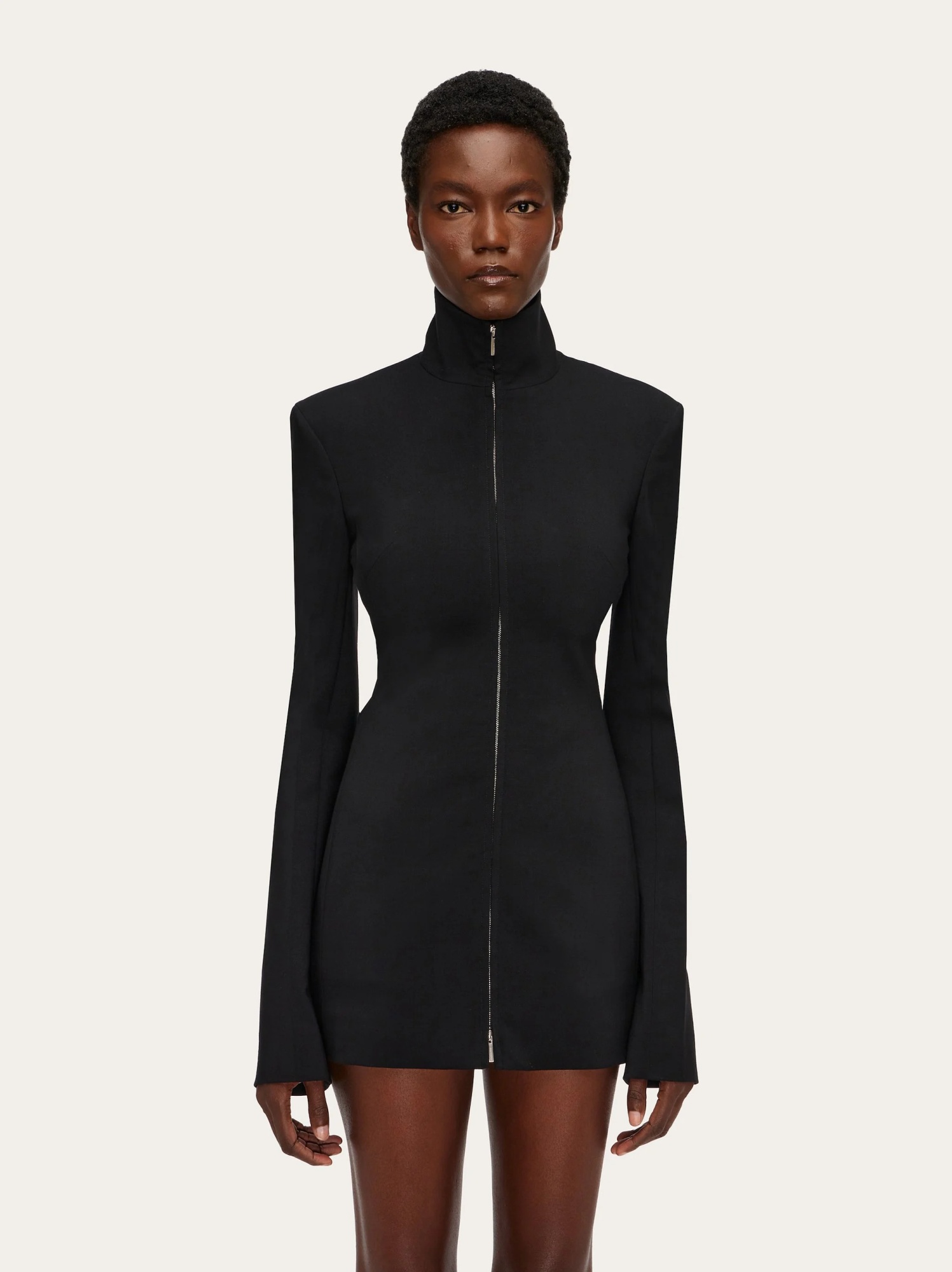 Shop Ferragamo Vertical Collar First Shearing Wool Casual Jacket In Black