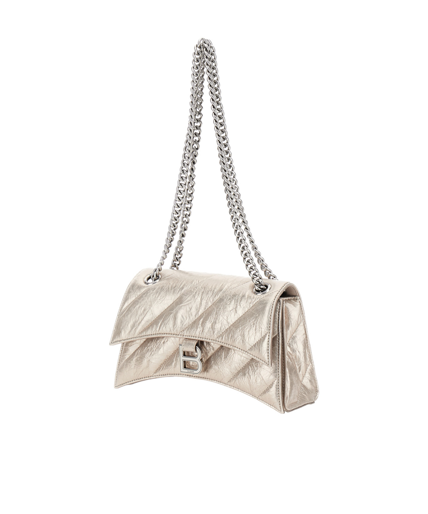 Balenciaga Crush Small Quilted Metallic Chain Shoulder Bag In Yellow
