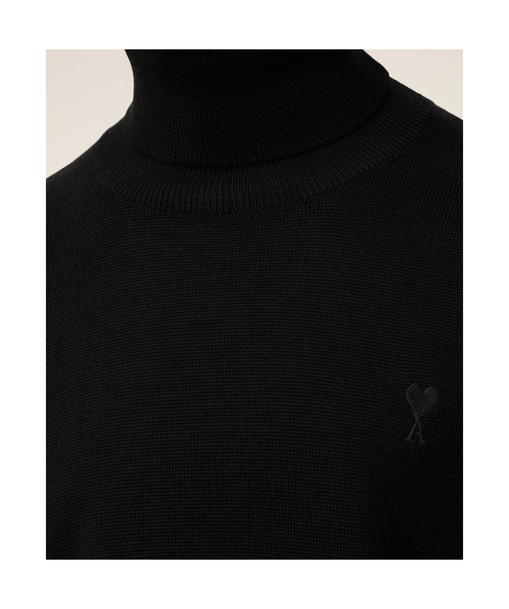Ami Alexandre Mattiussi Black Wool Ami De Coeur Turtle Neck Sweater Black In Black