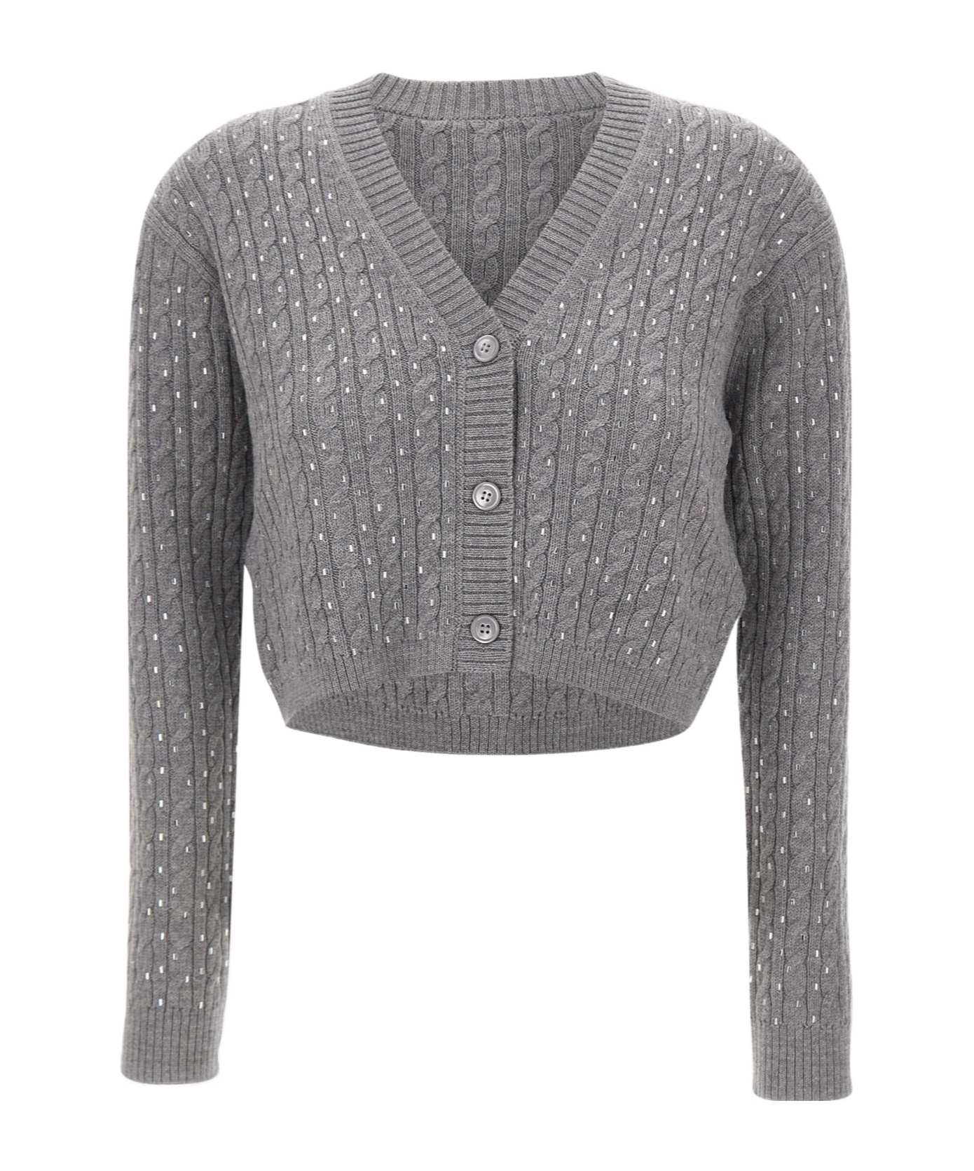 Max Mara Tamigi Cable-knit Cardigan In Gray