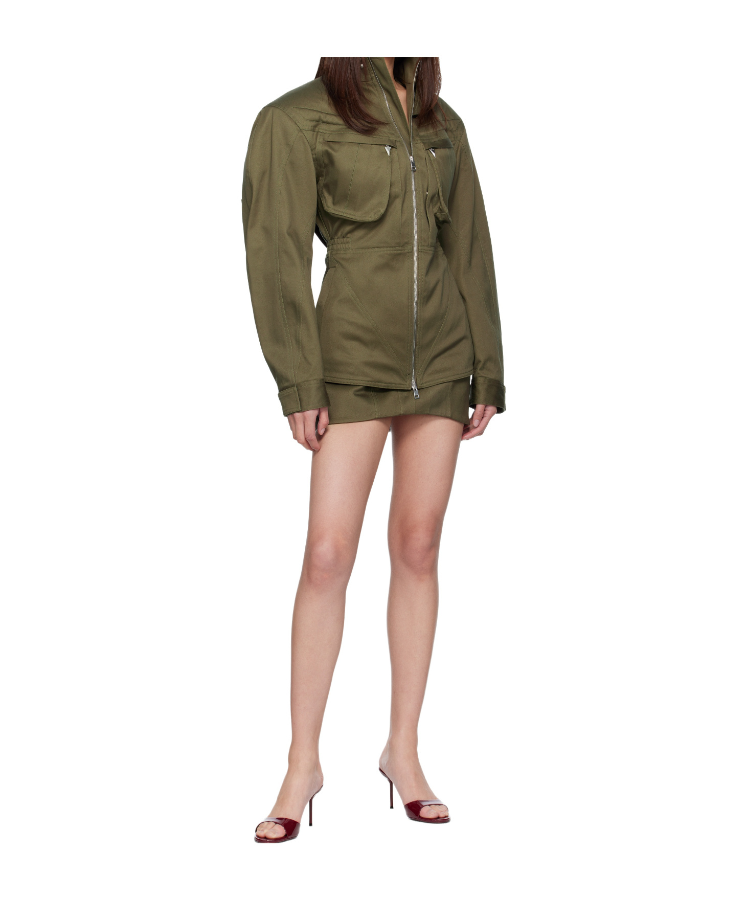 Mugler Khaki Tailored Miniskirt