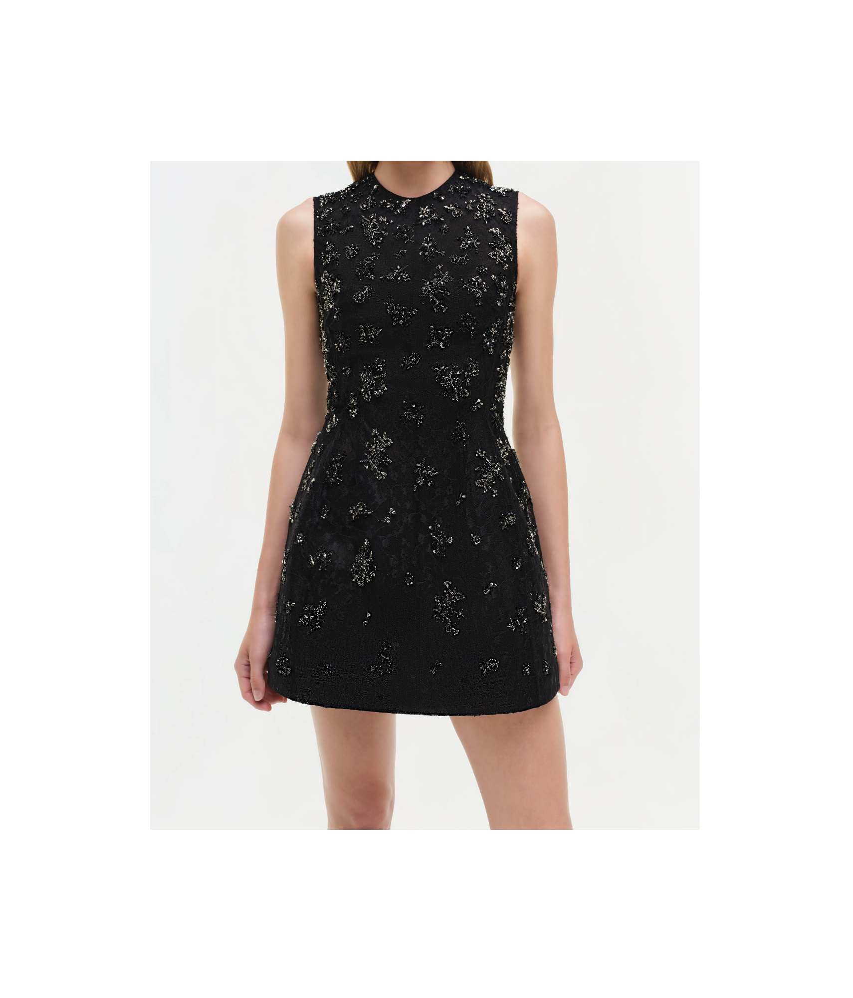 Simkhai Evelina Crystal-embellished Lace Mini Dress In Black