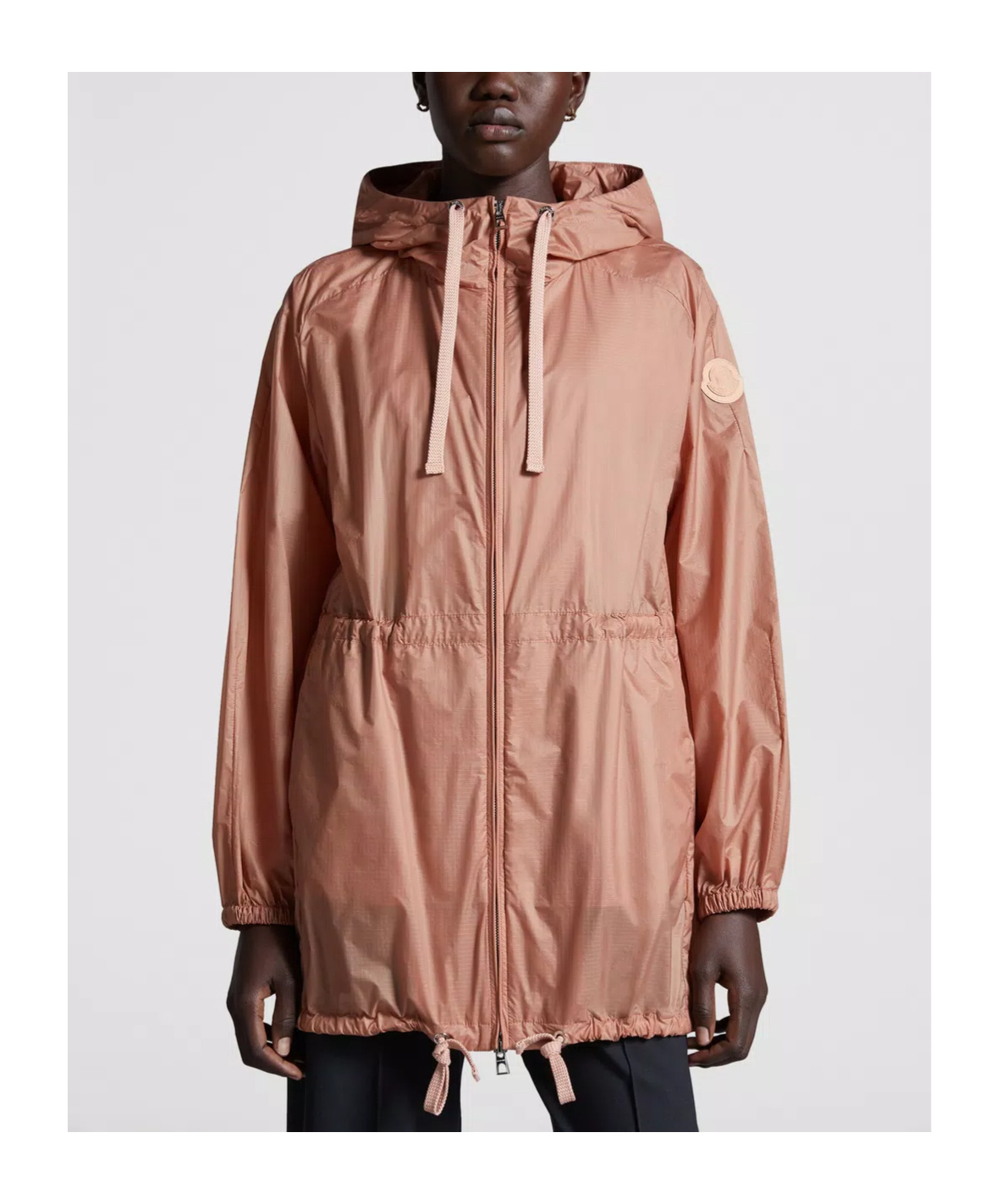 Moncler Airelle Hooded Ripstop Coat In Brown