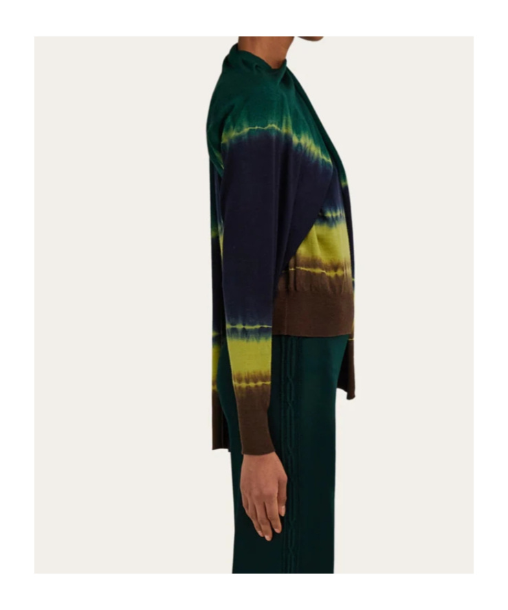 Ferragamo Tie-dye Wool Knit Shoulder-tie Sweater In Multi