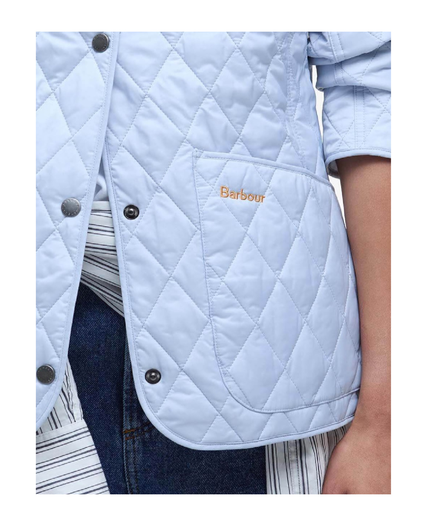 Barbour Quilted Jacket With Classic Diamond Pattern In Blue