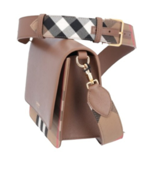 Burberry Logo Flip Shoulder Bag In Brown