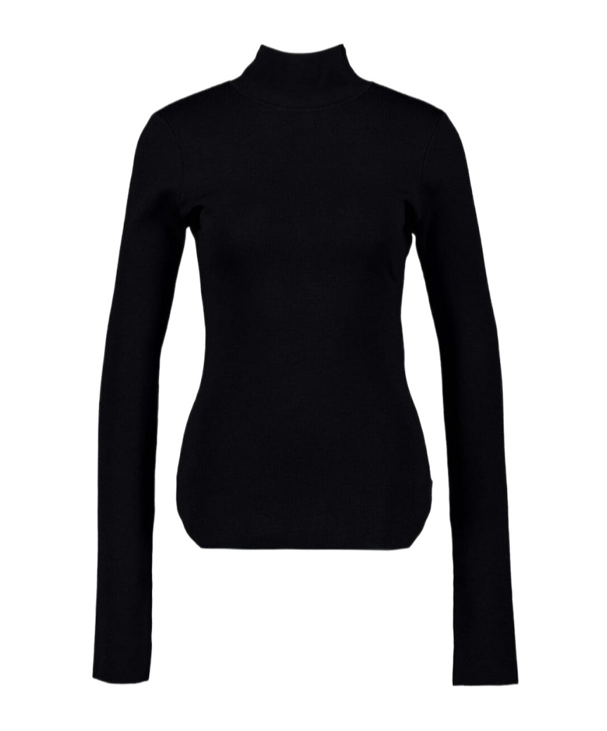 Balenciaga Long-sleeved Knitted Polo Shirt In Black