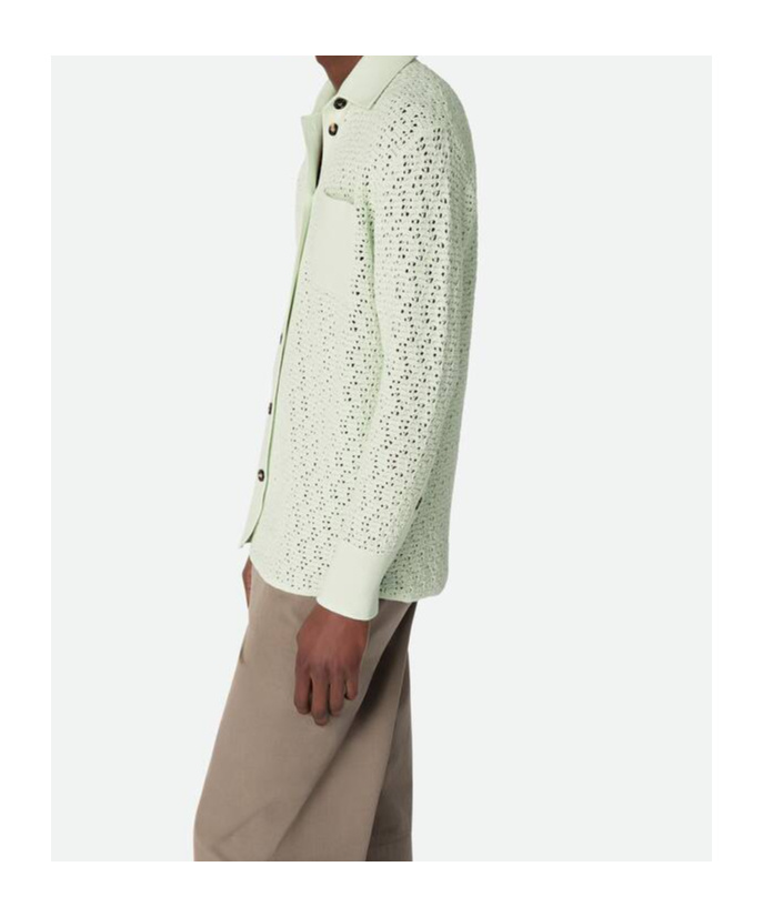 Bottega Veneta Cotton Crochet Knit Shirt In Green