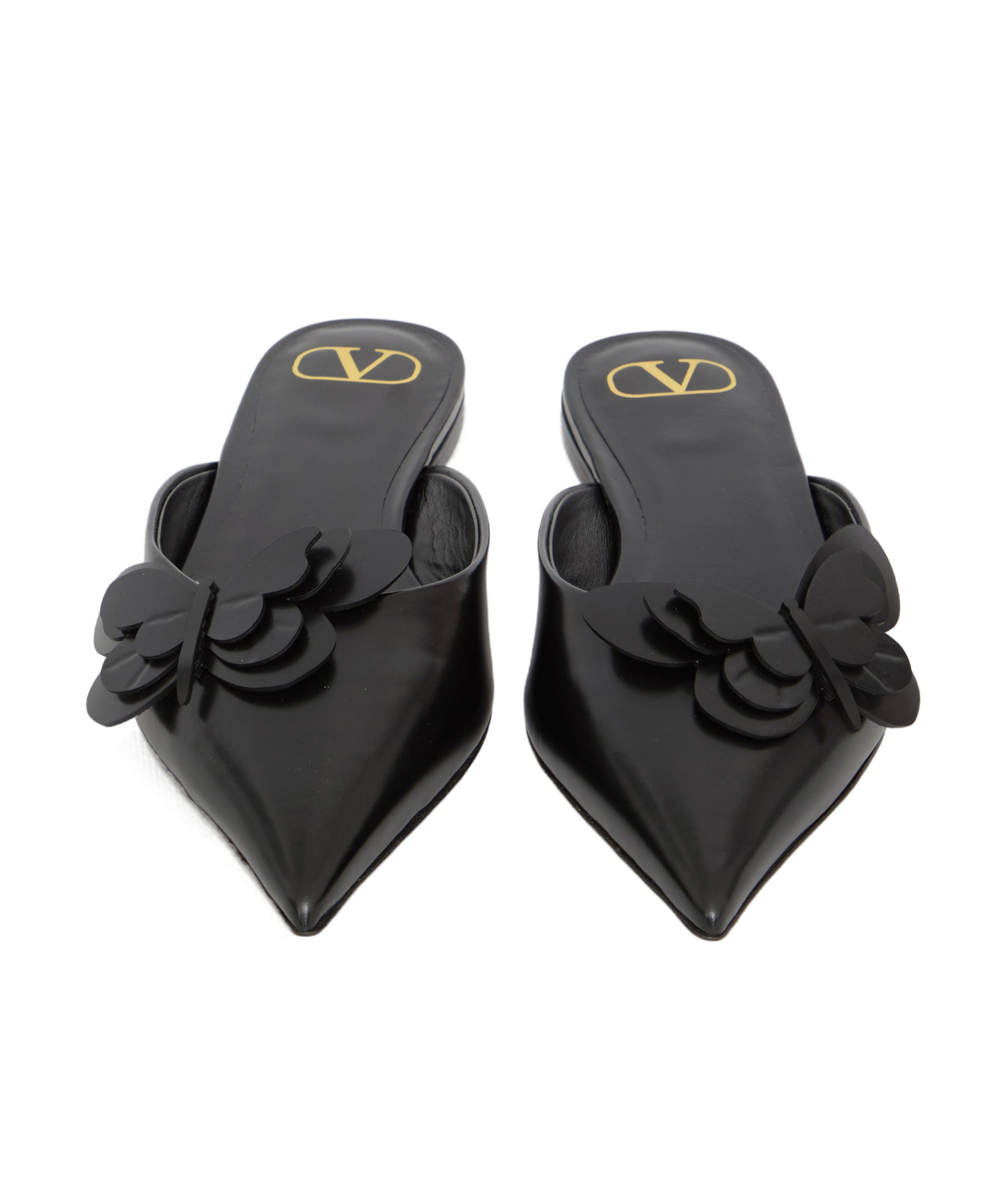 Valentino Garavani Women Flat Mules In Leather In Black