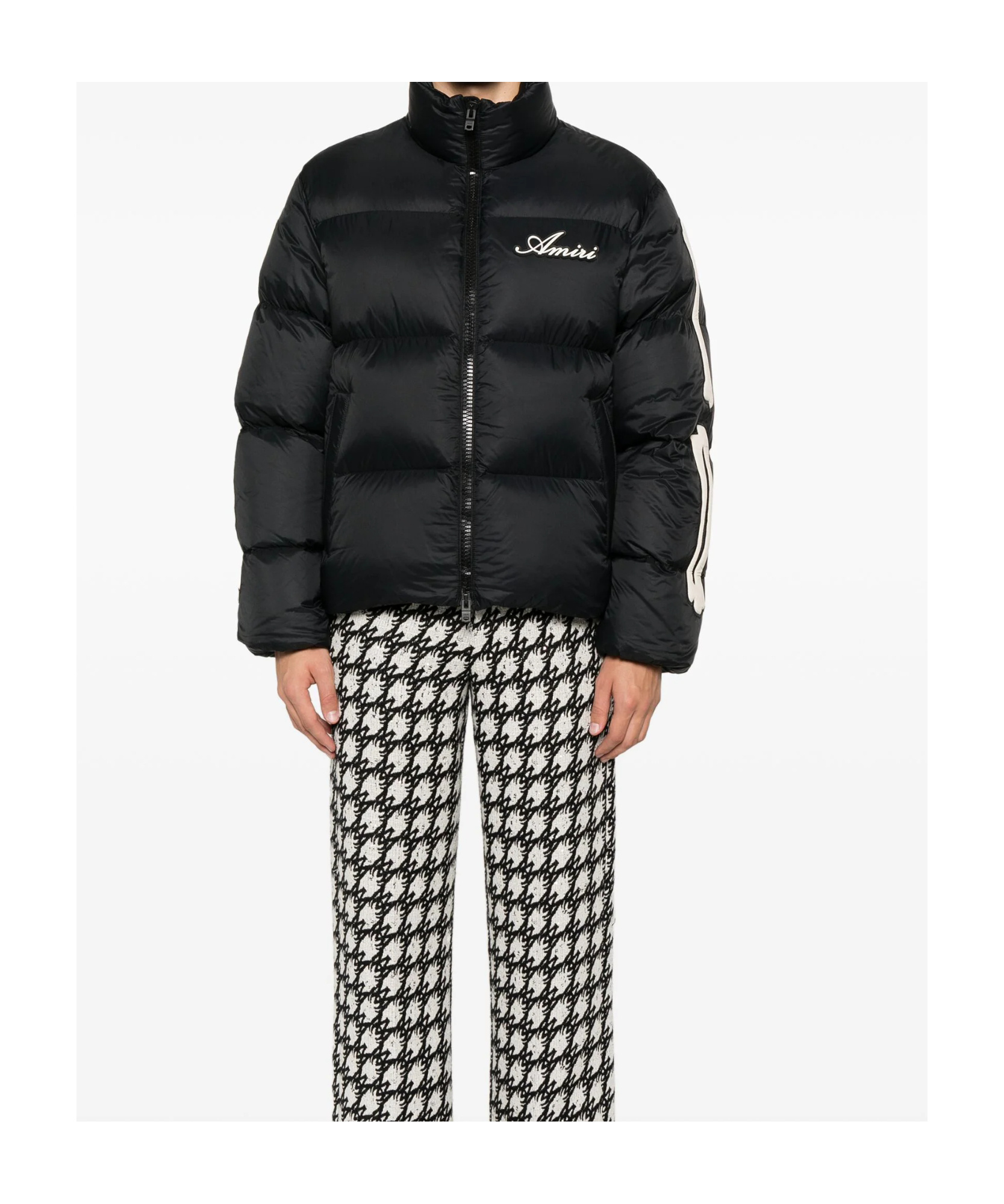 Amiri Mens Black Bones Logo-patch Shell-down Jacket In Black