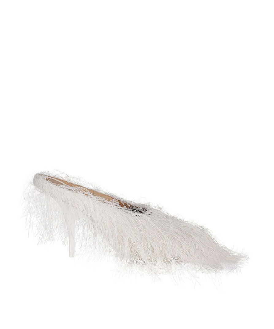 Dries Van Noten Fringed-detail Slip-on Pumps In White