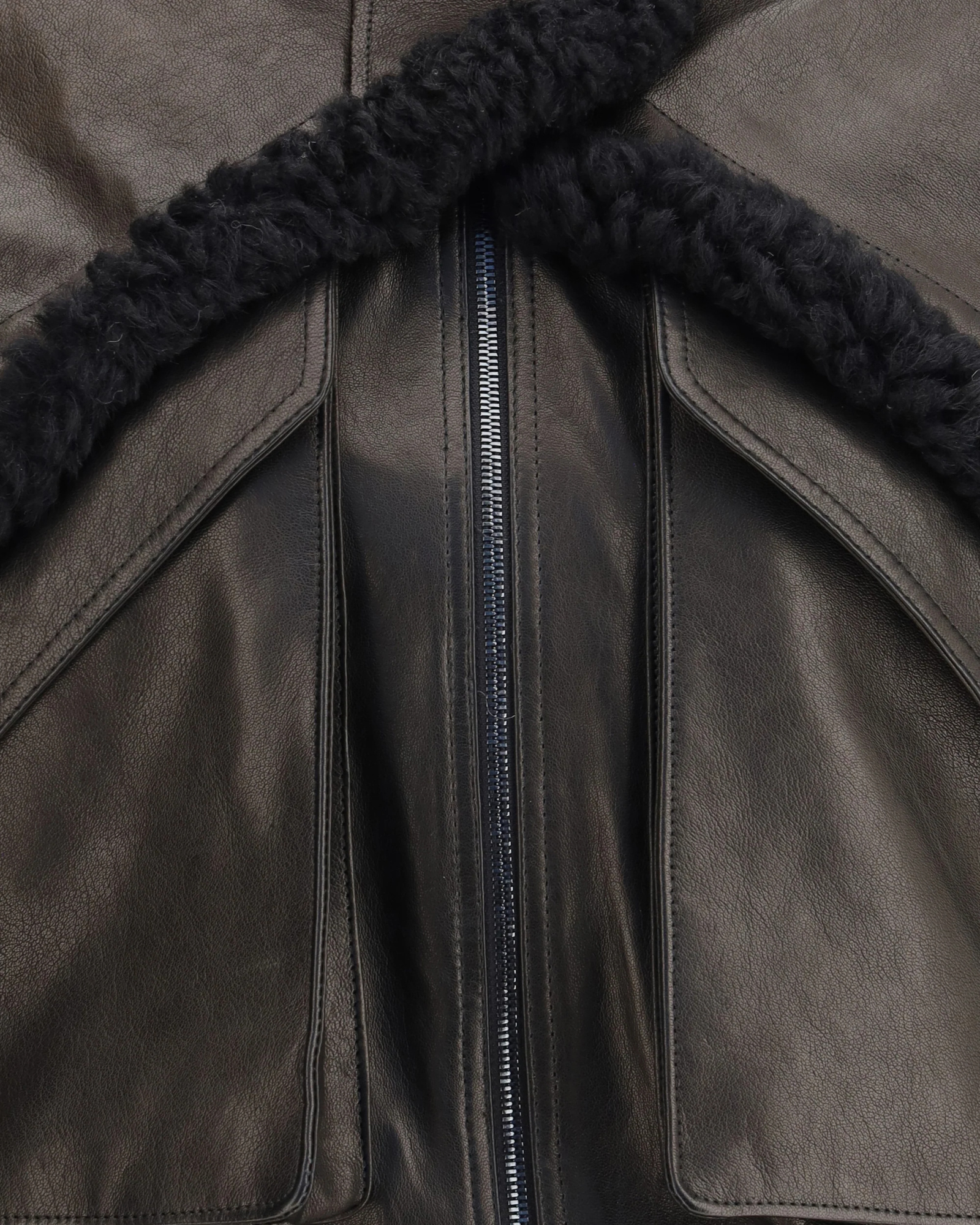 Magda Butrym Shearling-trimmed Bomber Leather Jacket In Black