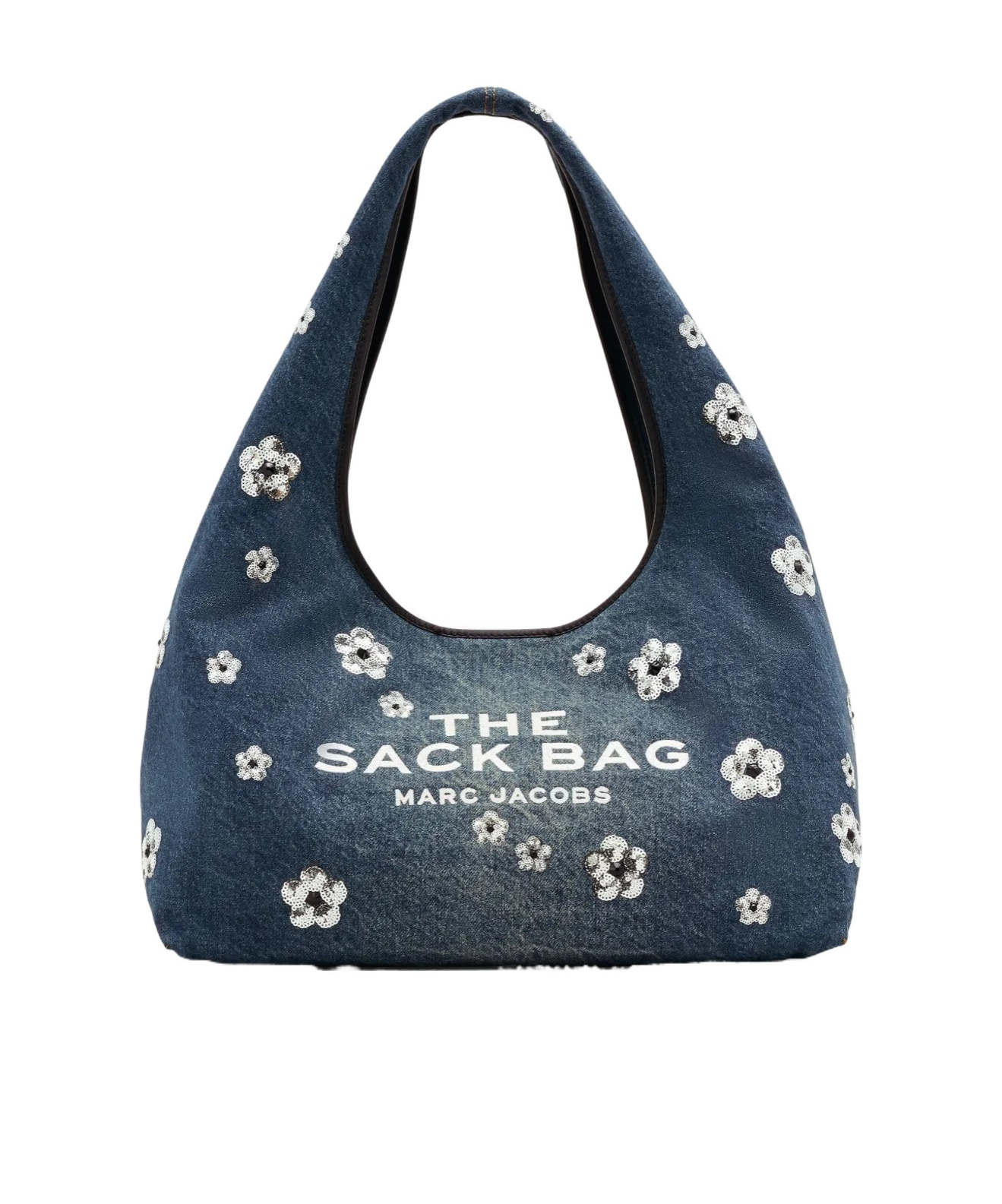 Shop Marc Jacobs Flower Denim Shoulder Bag In Blue