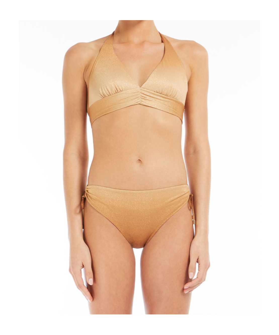 Max Mara Jersey And Lurex Bikini In Golden