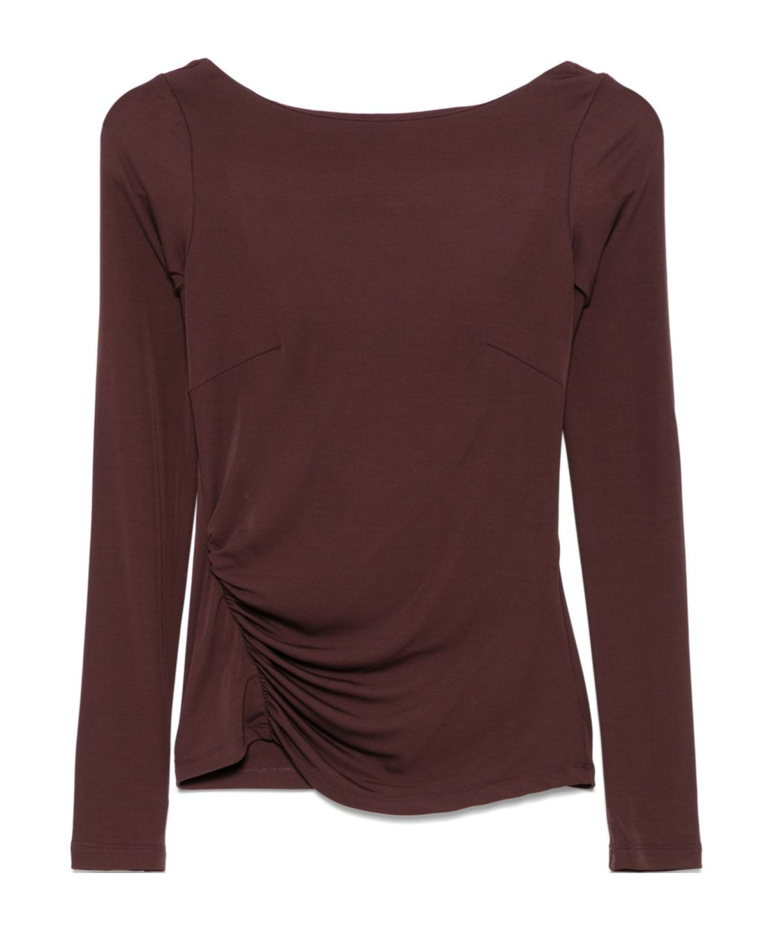 Elisabetta Franchi Brown T-shirt With Boat Neck Thin Straps In Brown