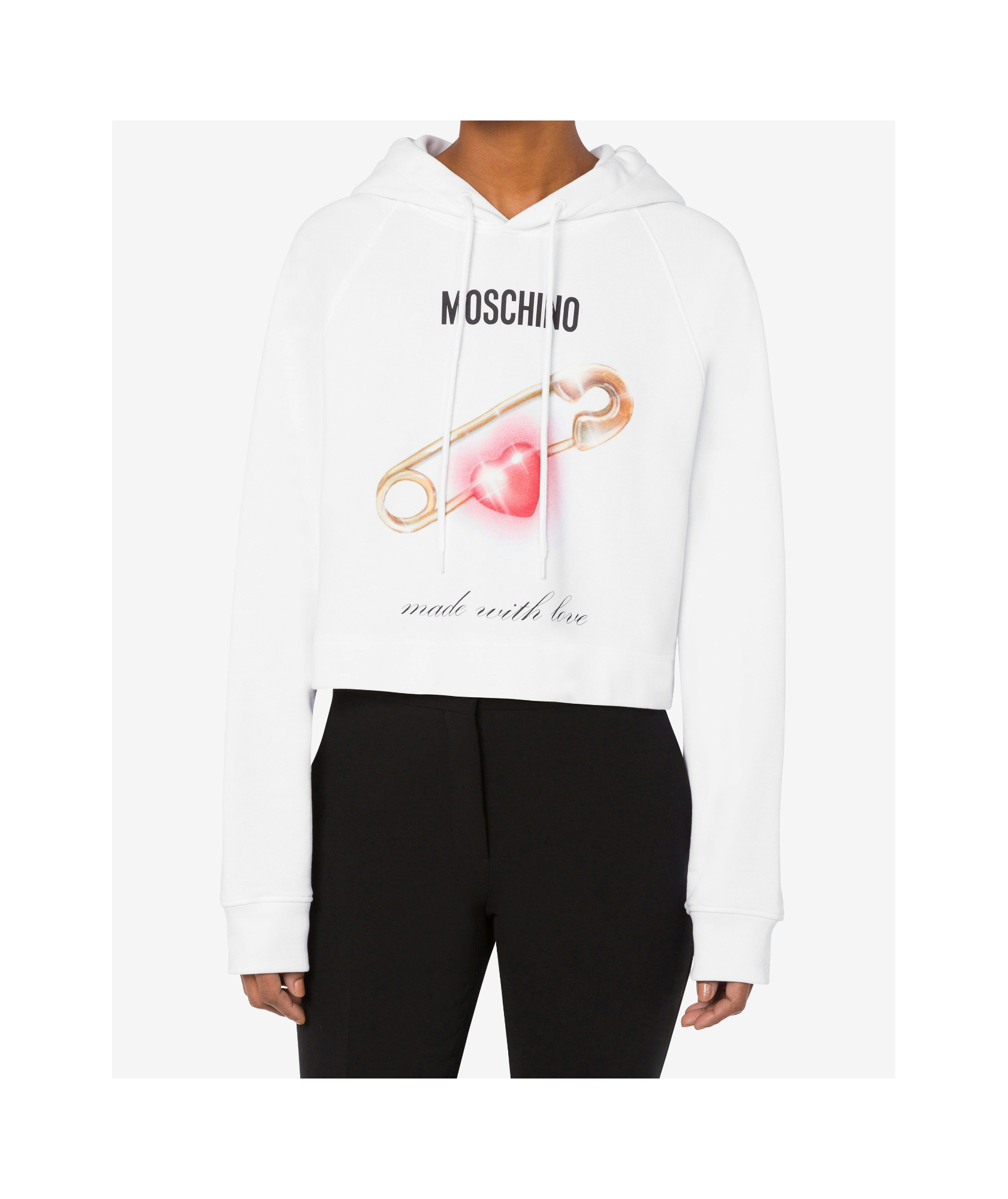Moschino Heart-print Cotton Hoodie In White
