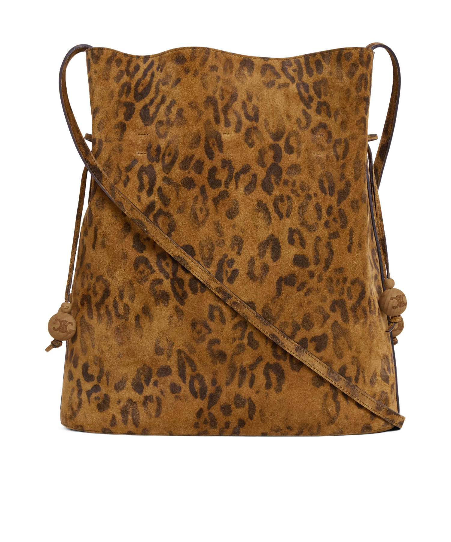 Celine Medium Bucket In Suede Calfskin Leopard Print In Leopard