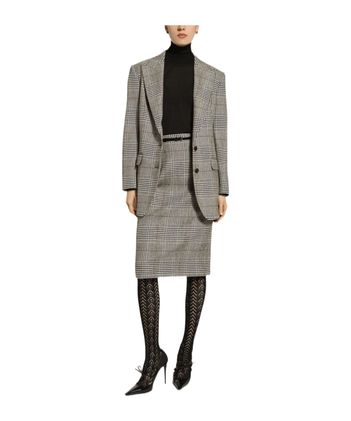 Dolce & Gabbana Pied De Poule Check Blazer In Gray