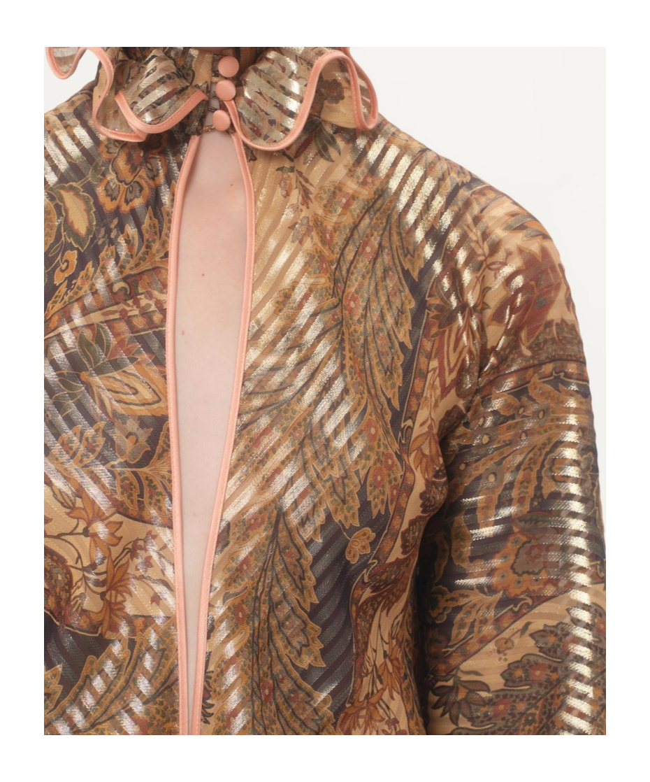 Shop Valentino Pekin Shirt With Cashmere Voyage Imaginaire Print In Brown