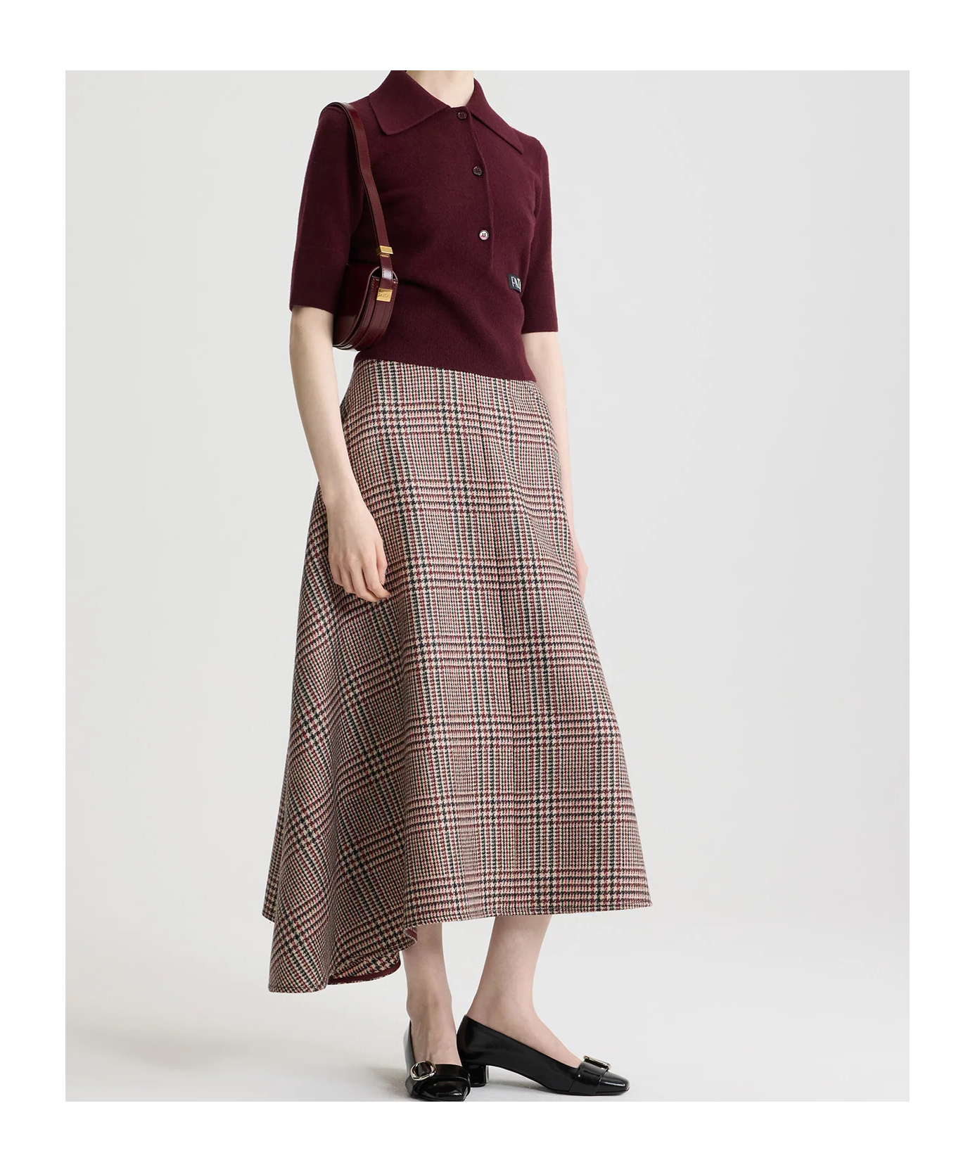 Patou Houndstooth Asymmetrical Midi Skirt In Multi
