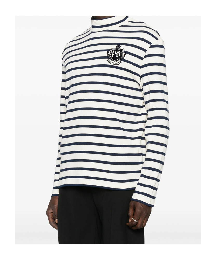 Balmain Striped Long-sleeve T-shirt In White