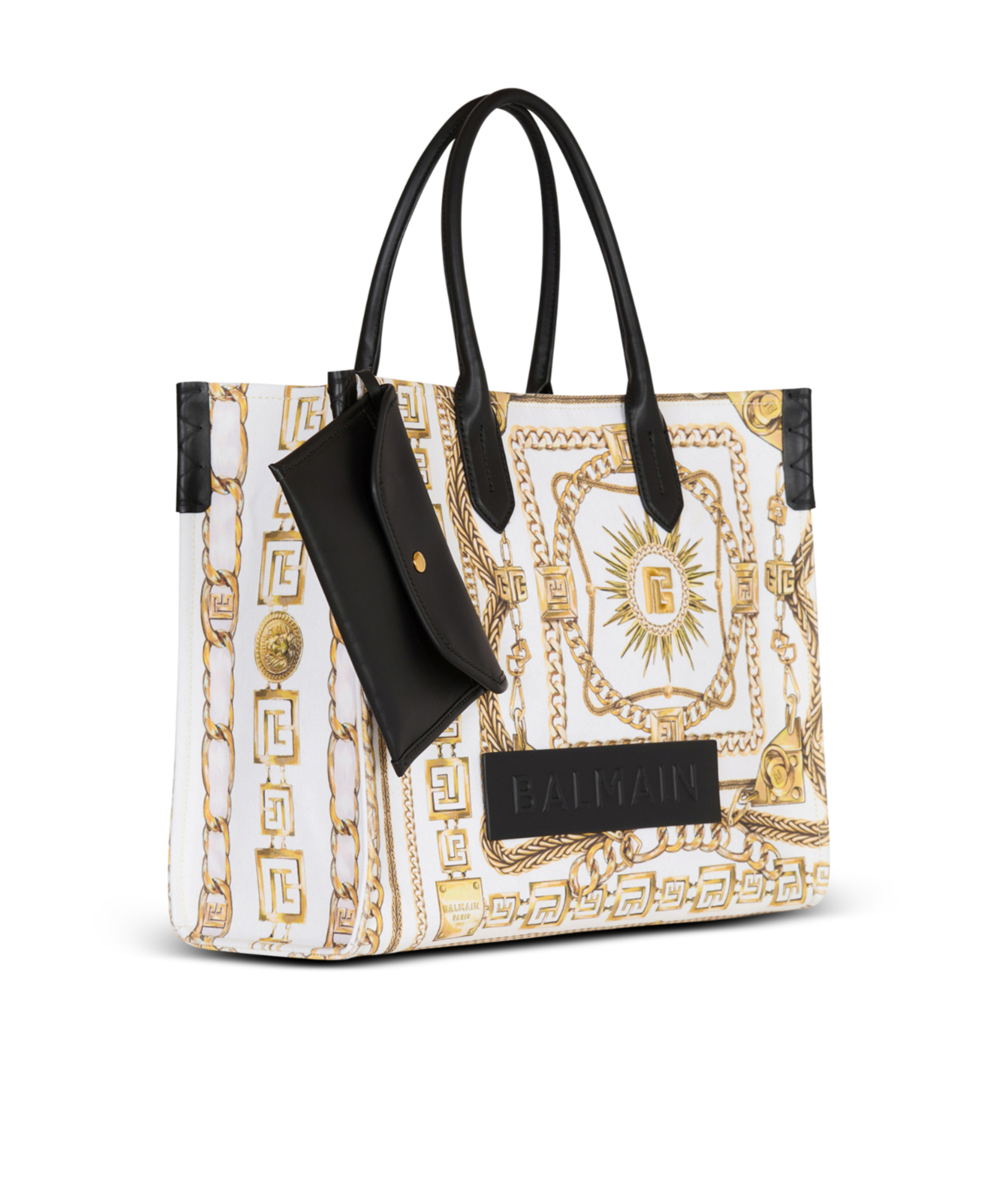 Balmain B-army Medium Tote Bag In Printed Canvas