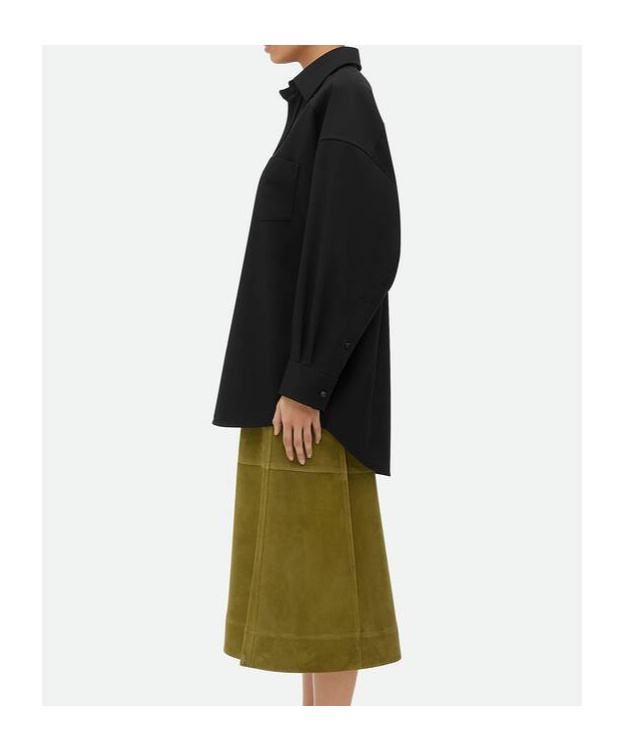 Bottega Veneta Button Down Sartorial Wool Twill Shirt In Black
