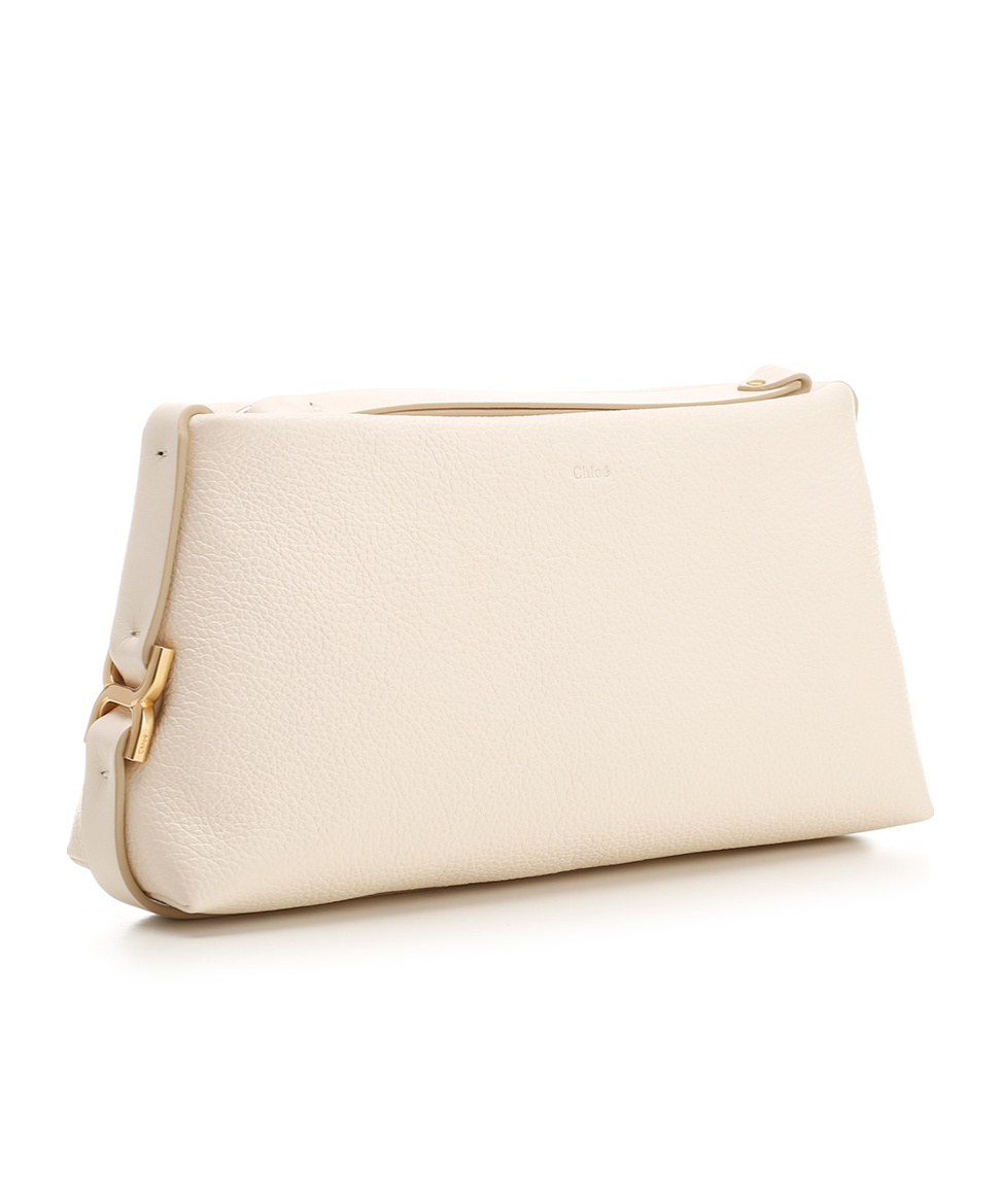 Chloé Marcie Logo Clutch In Nude
