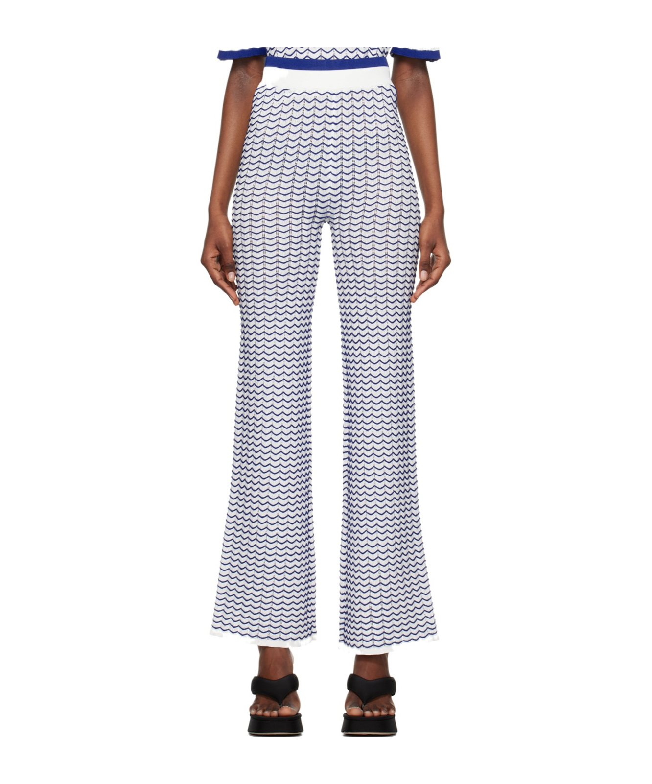 Remain Birger Christensen Striped Flared Casual Pants In White