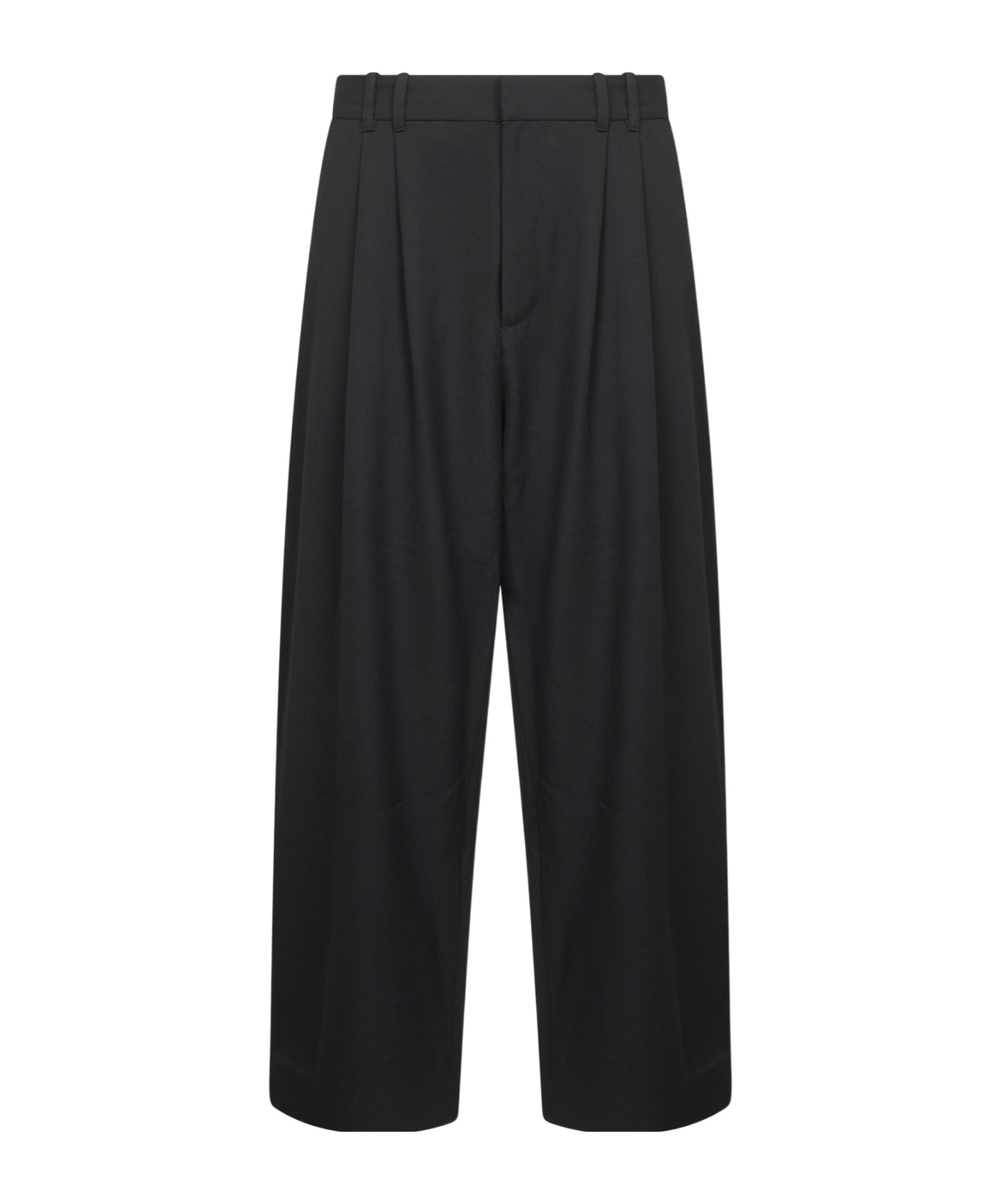Studio Nicholson Grey Technical Wool Line Double-pleat Trousers In Black