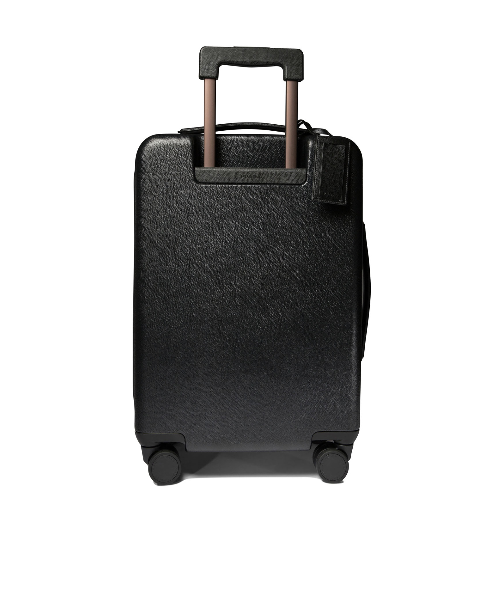 Prada Triangle Logo Leather Suitcase In Black