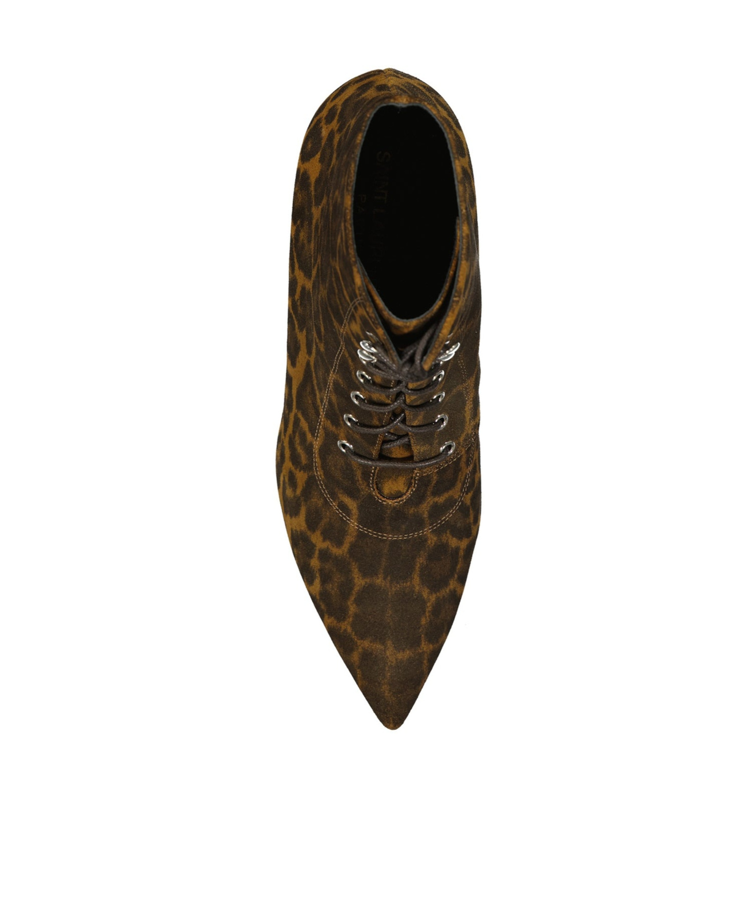 Saint Laurent Kiki Lace-up Leopard-print Ankle Boots In Black
