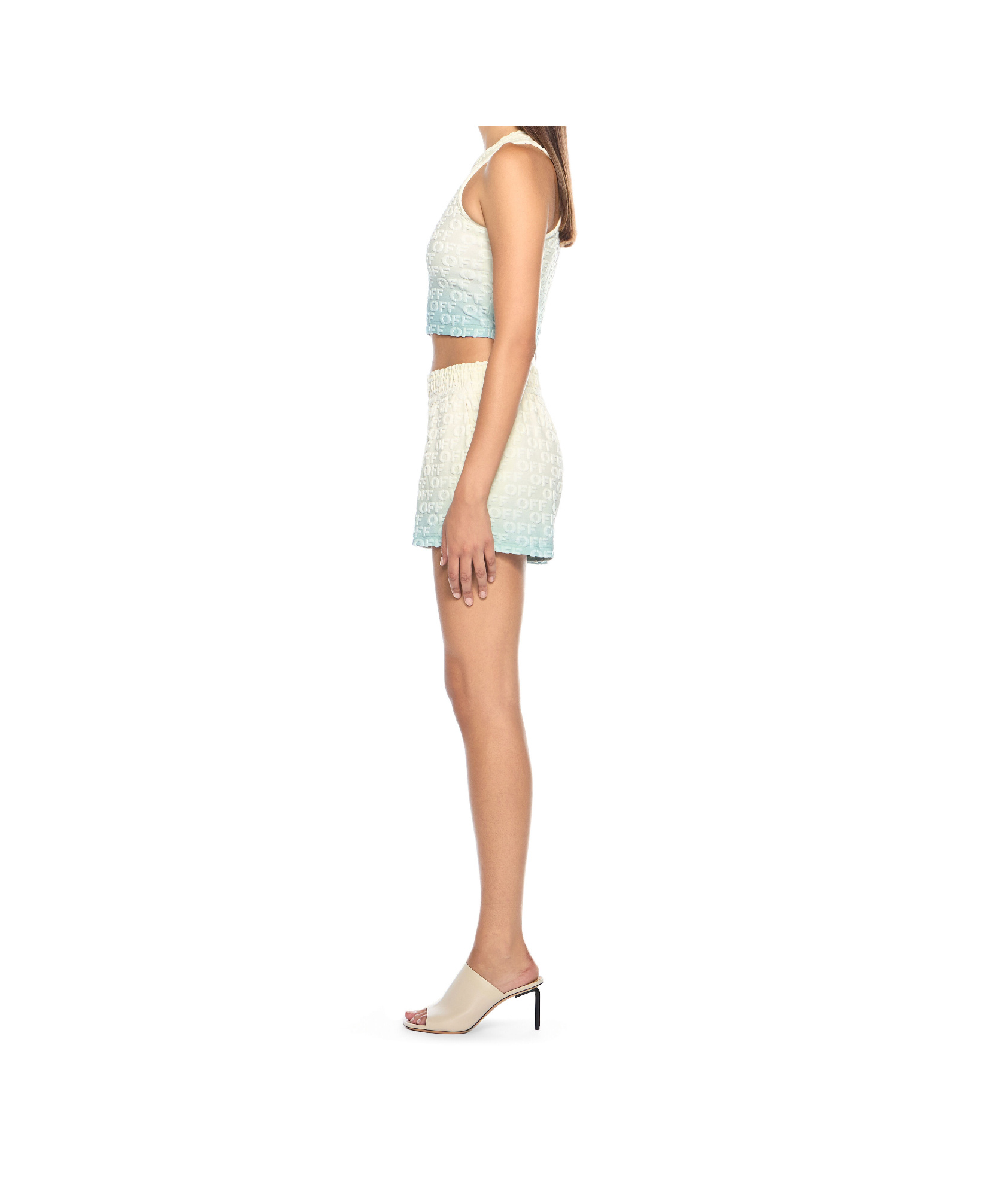 Off-white Elastic Waist Shorts In White