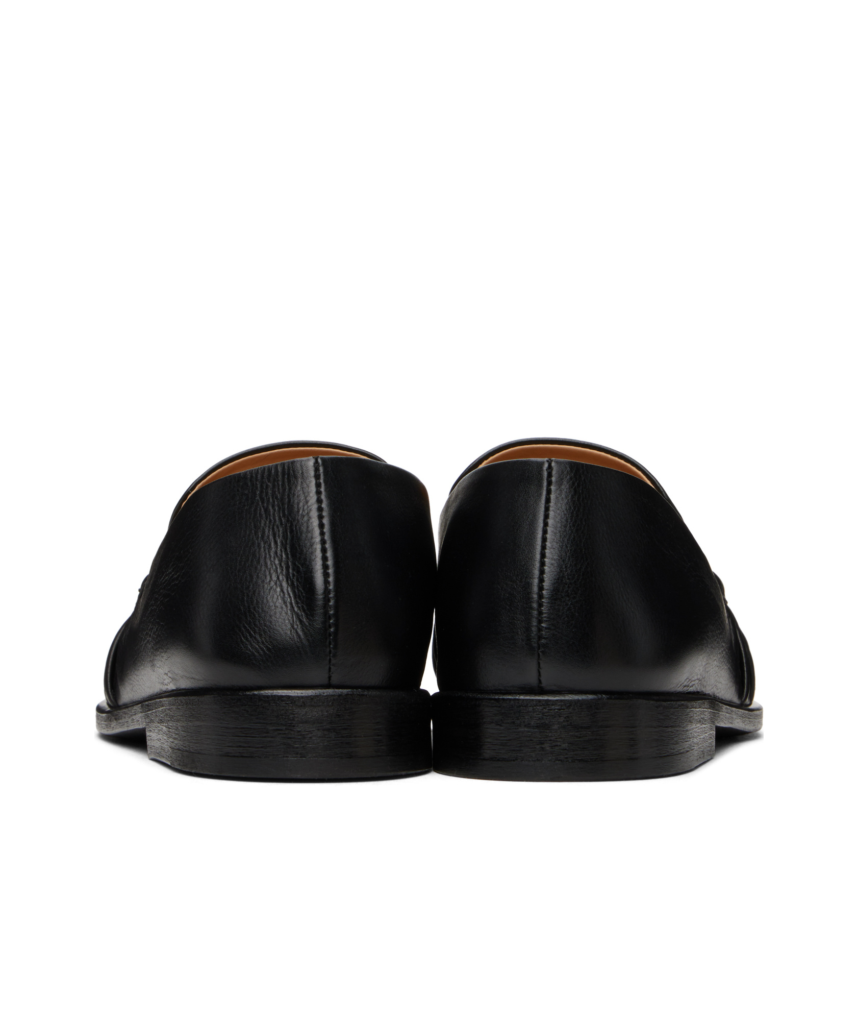 Marsèll Leather Round Toe Loafers With Ruched Detailing In Black