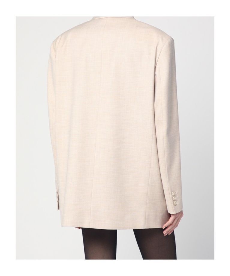 The Andamane Double-breasted Sand-coloured Jacket In Nude