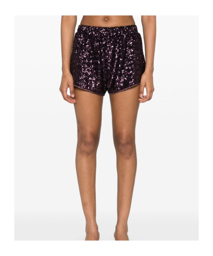 Shop Oseree Sequinned Short Shorts In Black