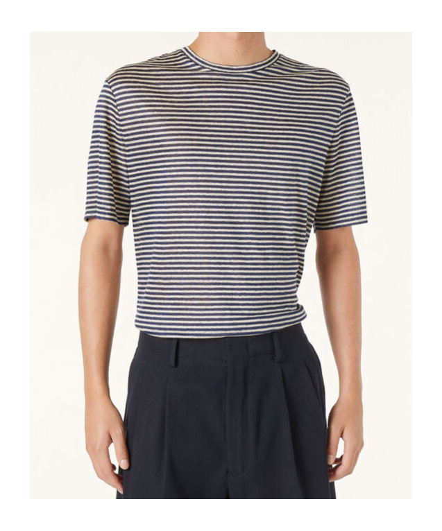 Loro Piana Cremia T-shirt In Nougat/navy Blue