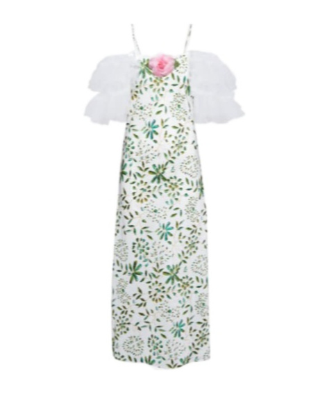 Rodarte Floral Silk Midi Dress In White