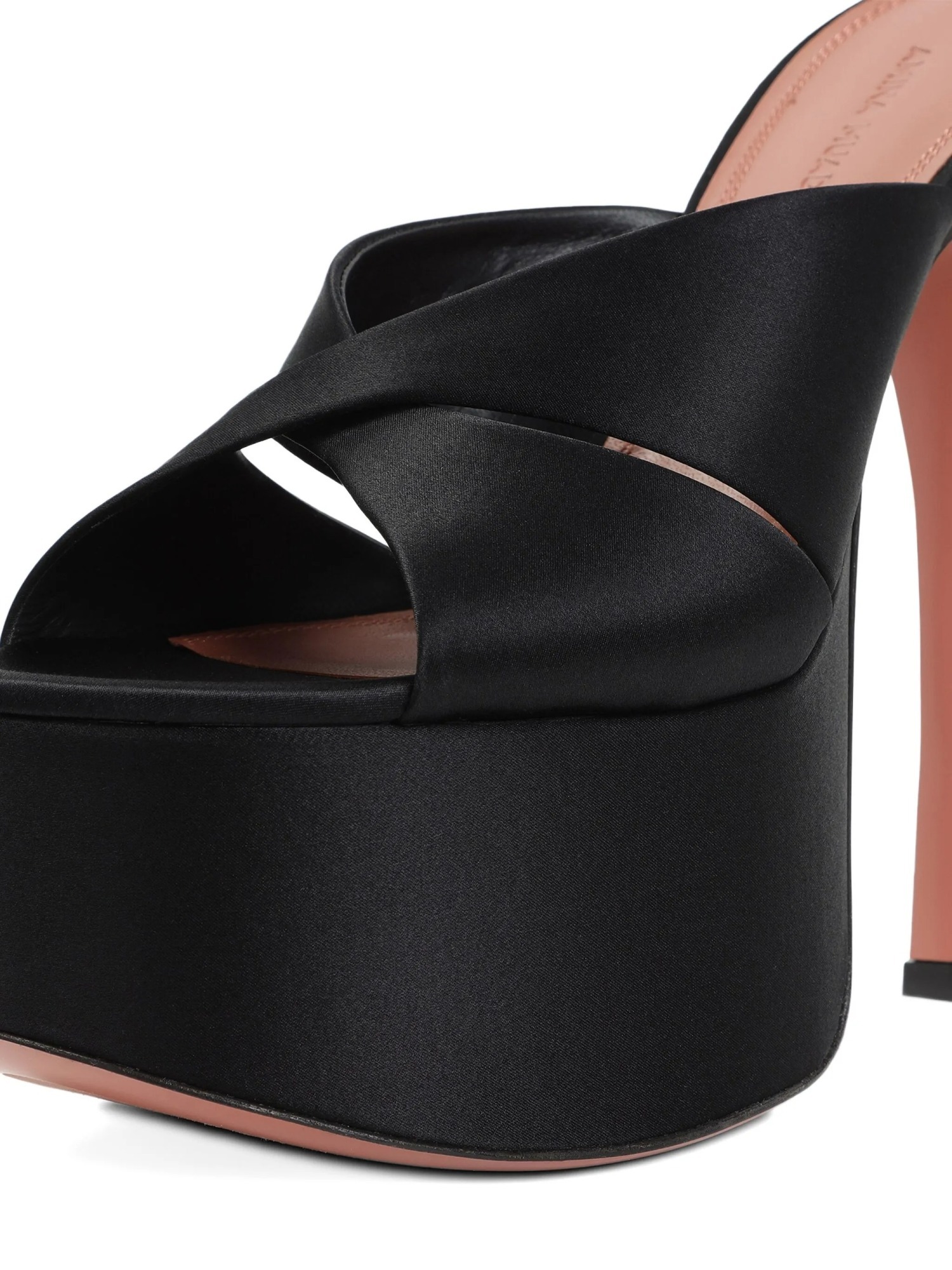 Amina Muaddi Round Toe High Heel Sandals In Black