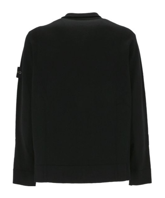 Stone Island Zip-up Jacket With Logo Patch In Black